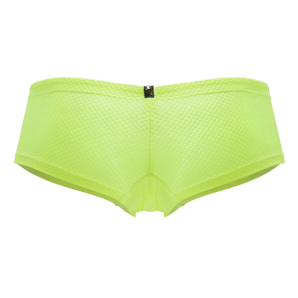 Xtremen 91228 microfiber trunks in neon green bright lime mesh briefs with subtle texture and black brand tag at waistband