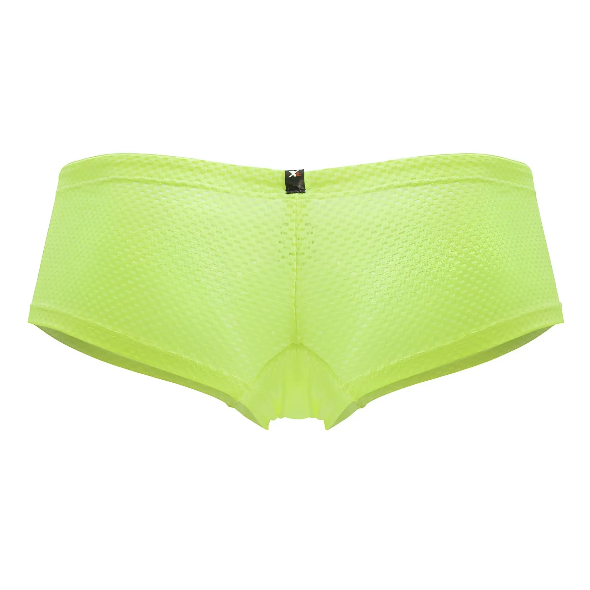 Xtremen 91228 microfiber trunks in neon green bright lime mesh briefs with subtle texture and black brand tag at waistband