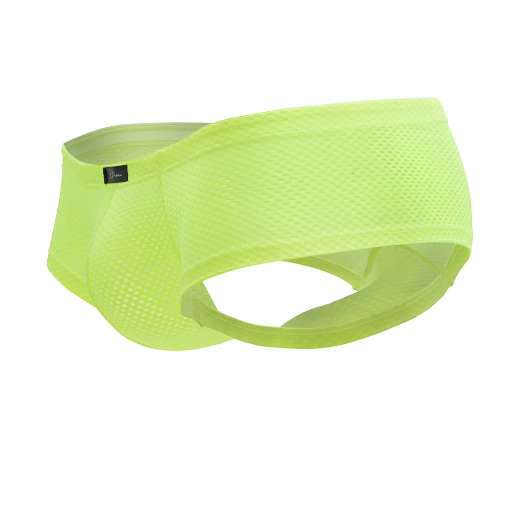 Xtremen 91228 microfiber trunks in neon green with bright neon green mesh briefs and a sleek form-fitting design