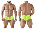 Neon green xtremen 91228 microfiber trunks featuring breathable mesh briefs for comfortable everyday wear