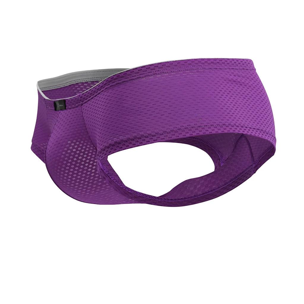 Xtremen 91228 microfiber trunks in purple with a gray waistband featuring breathable mesh athletic briefs design