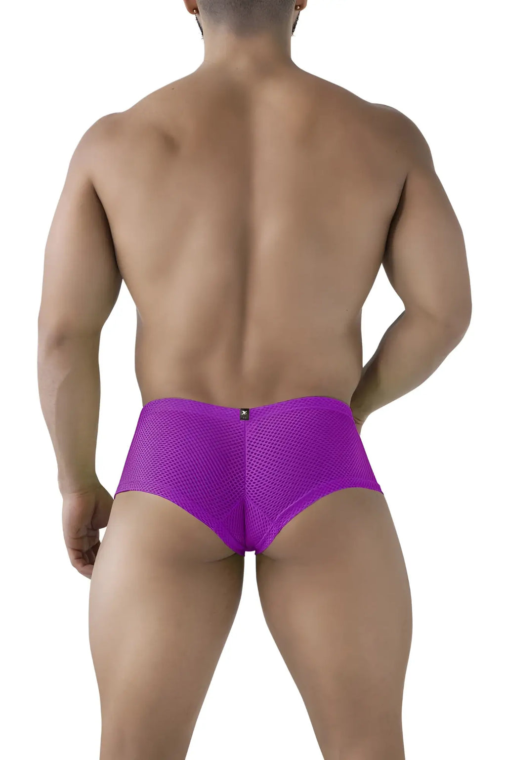 Purple xtremen 91228 microfiber trunks with a snug form-fitting design in breathable mesh briefs style