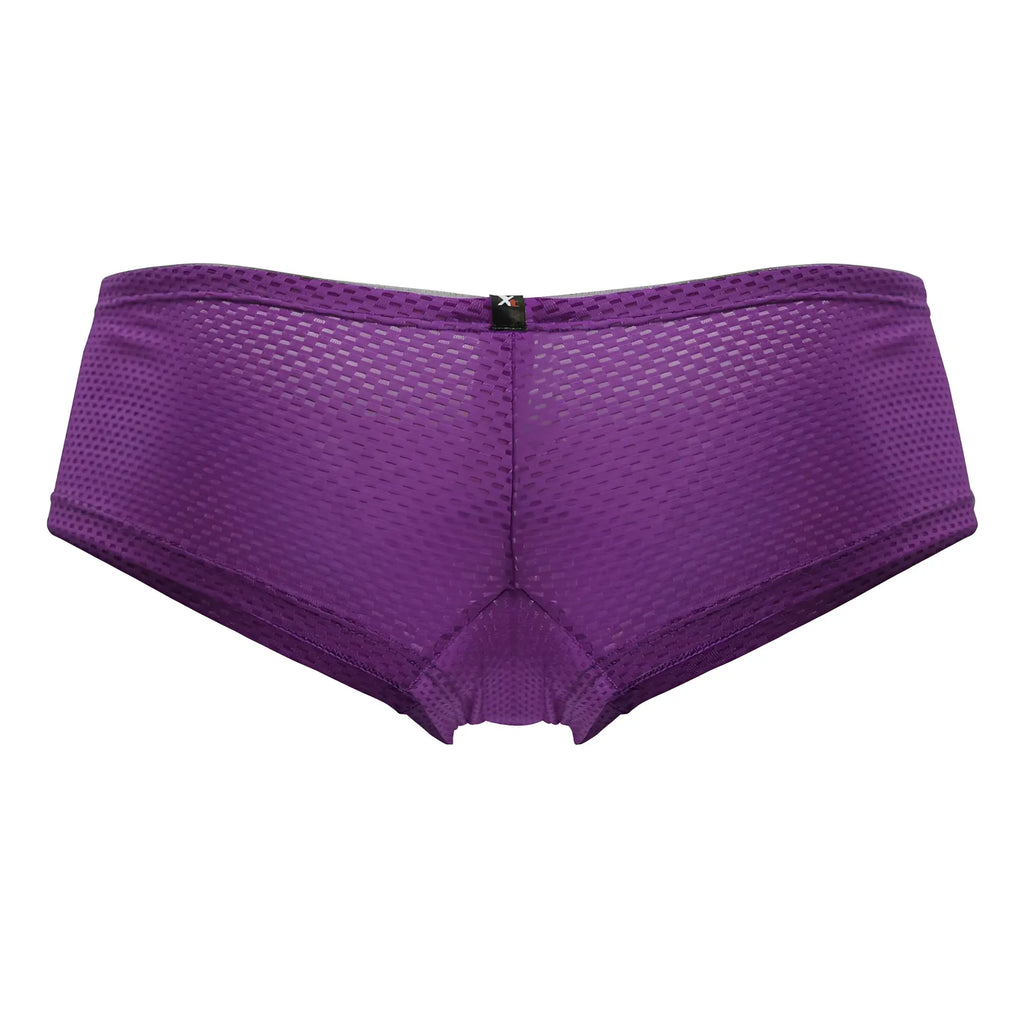 Purple xtremen 91228 microfiber trunks with subtle textured mesh briefs and a small black logo on the back side