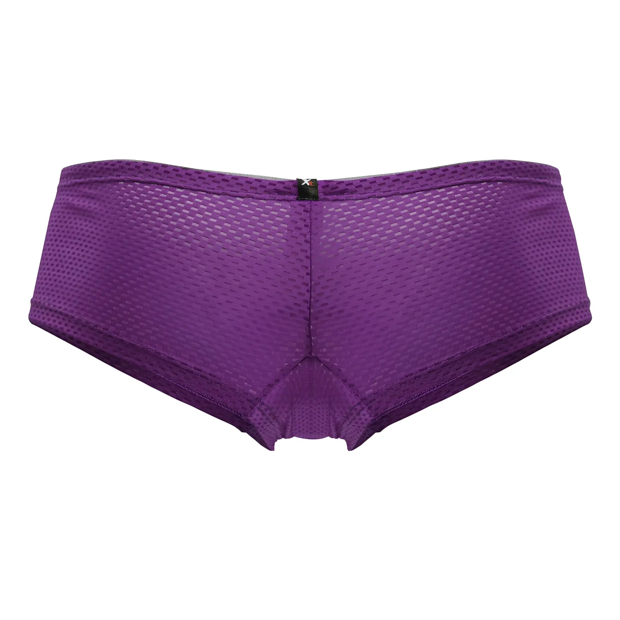 Purple xtremen 91228 microfiber trunks with subtle textured mesh briefs and a small black logo on the back side