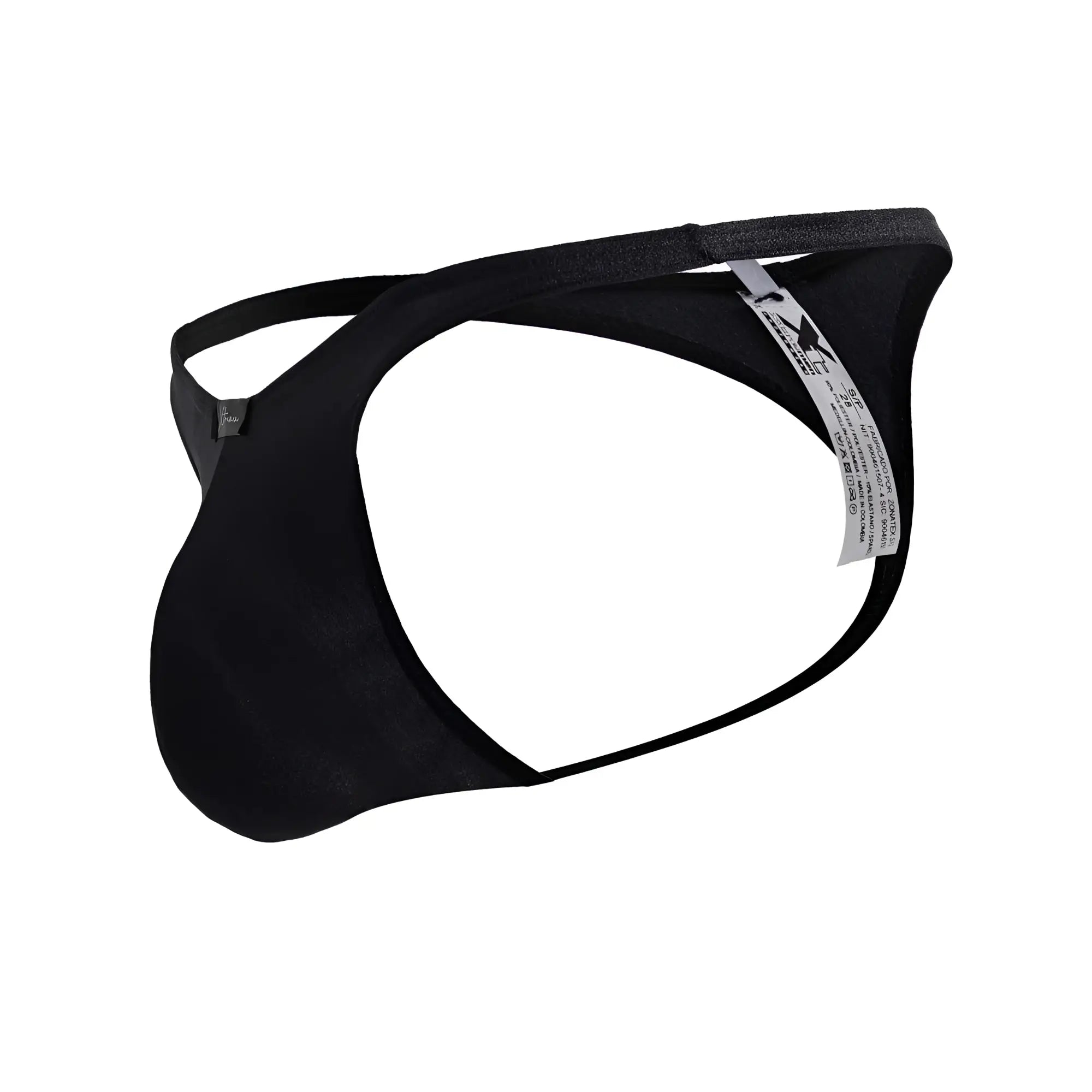 Black men’s thong Xtremen 91232 with sleek form-fitting design thin elastic straps in black microfiber material