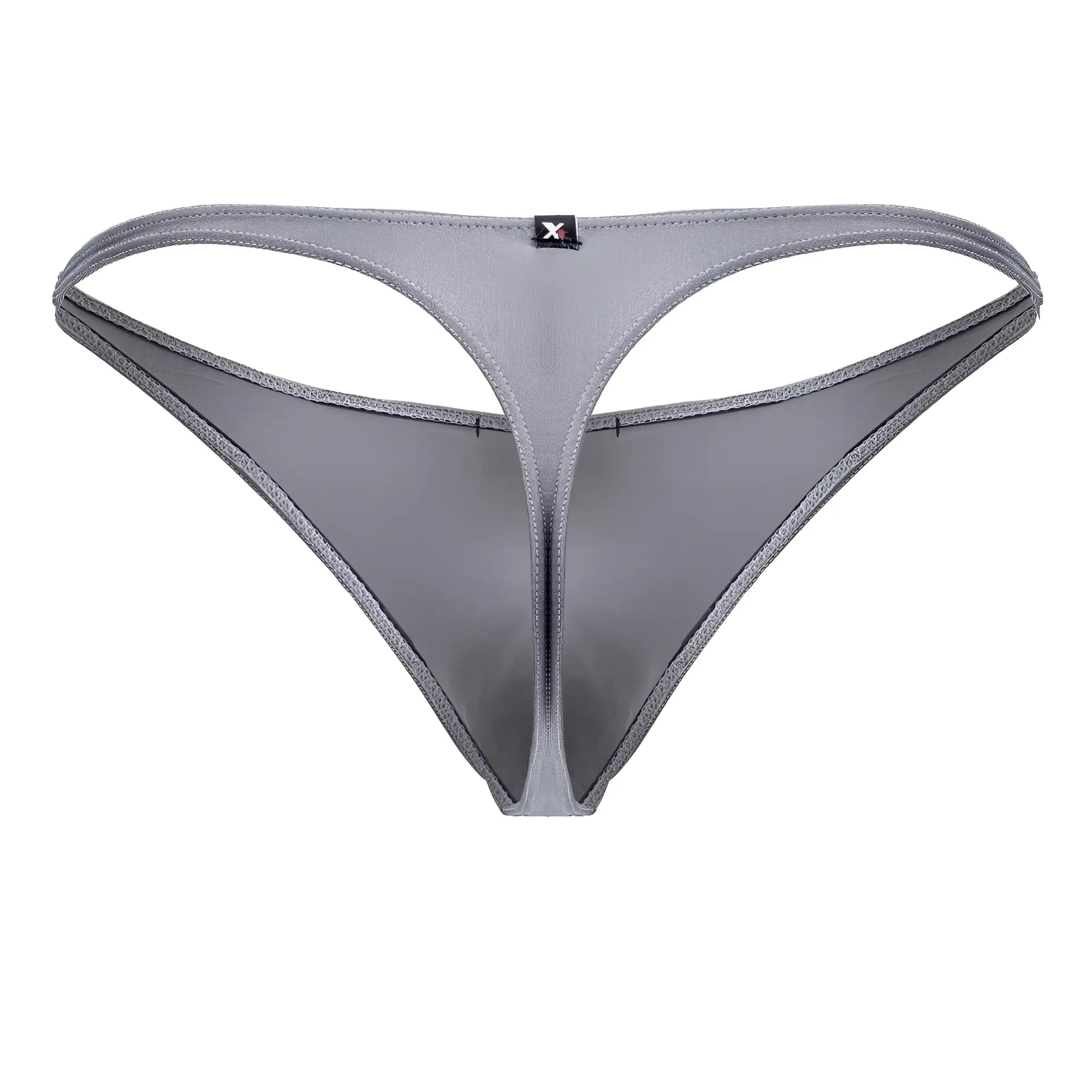 Gray xtremen 91232 microfiber thong with sleek smooth fabric finish showcasing minimalist design front side