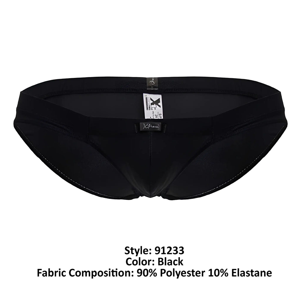 Black xtremen 91233 microfiber briefs with sleek form-fitting design made of 90 percent polyester and 10 percent elastane