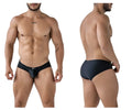 Black xtremen 91233 microfiber briefs with a sleek form-fitting design and subtle branding on the waistband