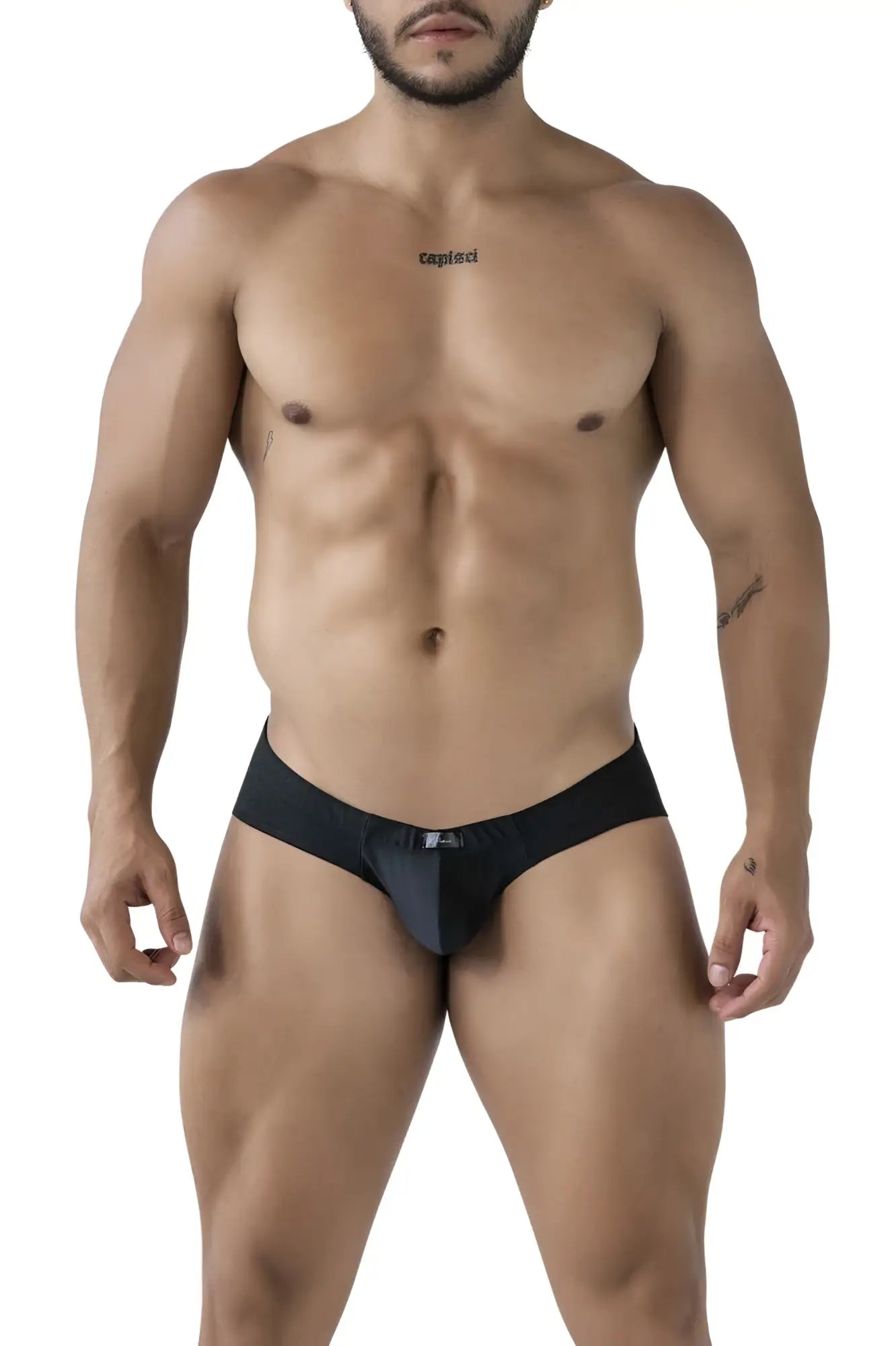 Black xtremen 91233 microfiber briefs with sleek form-fitting design and subtle logo on waistband
