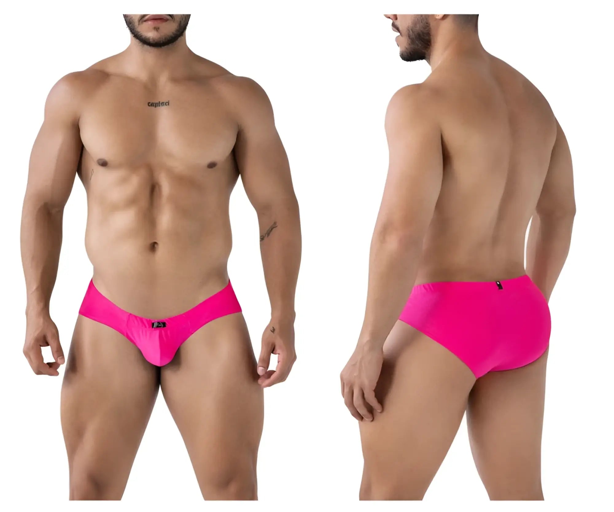 Xtremen 91233 microfiber briefs in fuchsia feature a bright pink sleek, form-fitting design with a small front logo