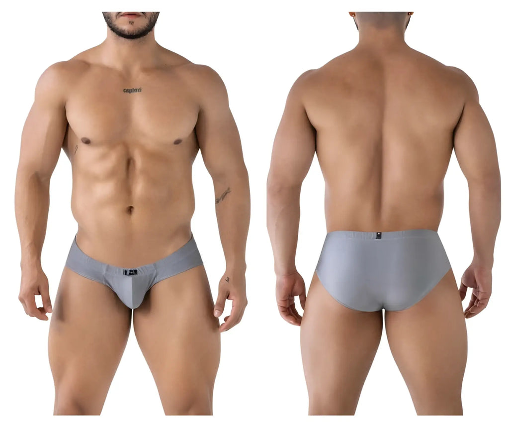 Gray xtremen 91233 microfiber briefs with sleek form fitting design and subtle waistband branding for men