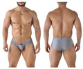 Gray xtremen 91233 microfiber briefs with sleek form fitting design and subtle waistband branding for men