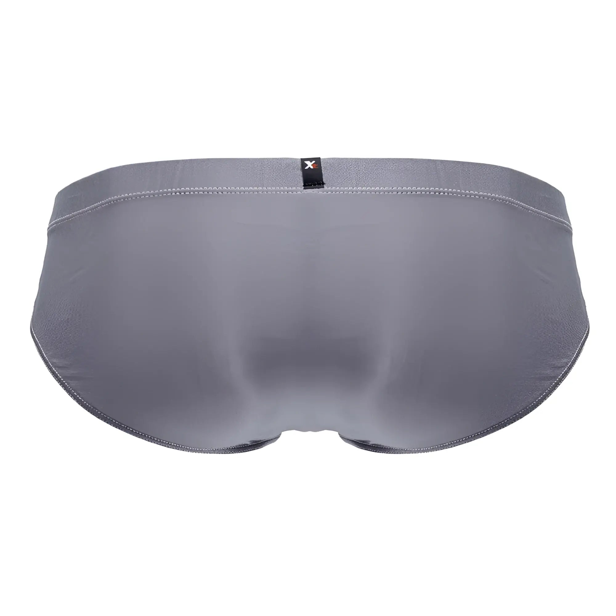 Gray xtremen 91233 microfiber men’s briefs with subtle textured fabric and small black brand tag on waistband