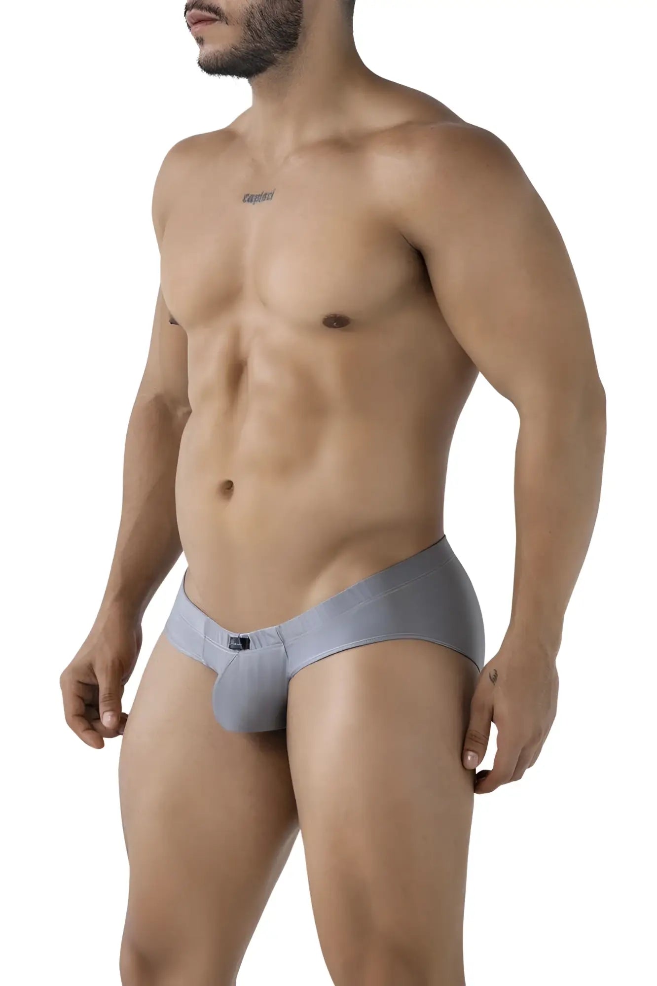 Gray xtremen 91233 microfiber briefs with a subtle textured pattern and a small black logo on the front