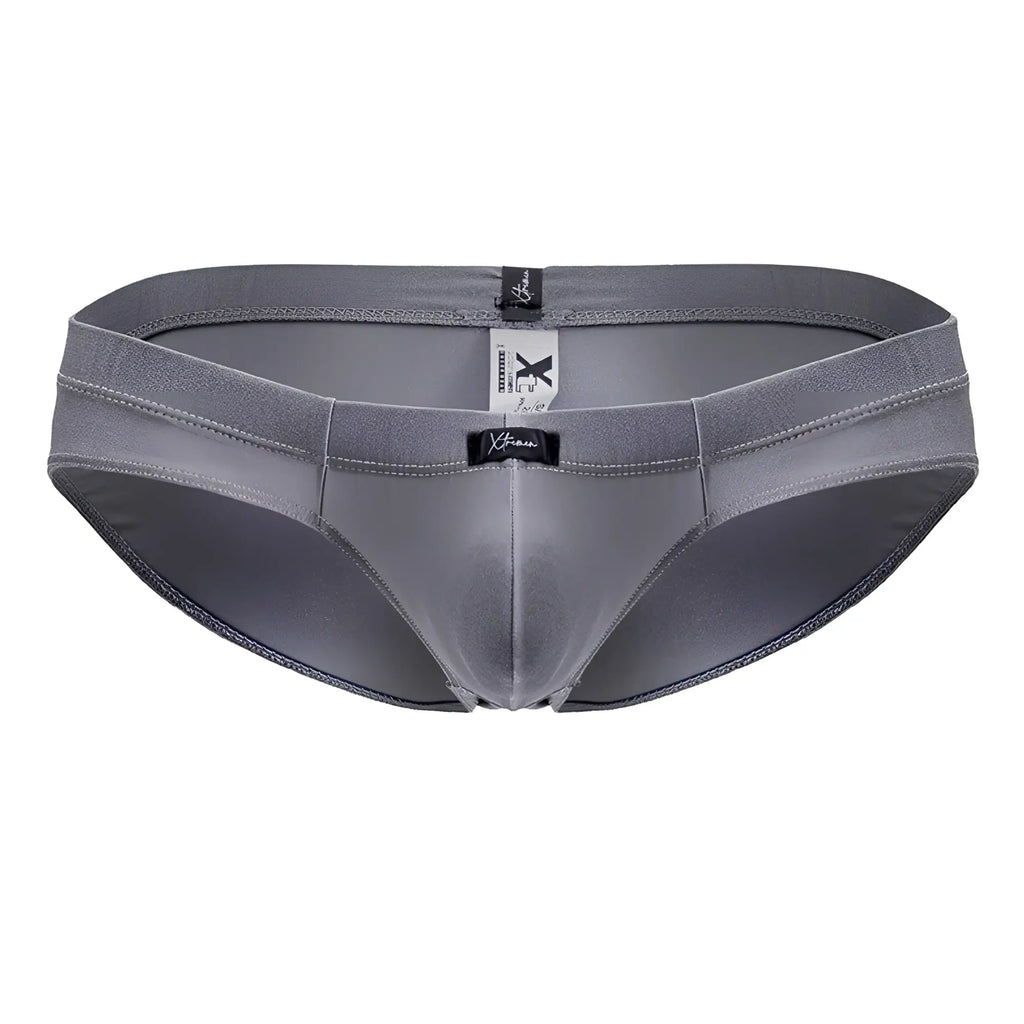 Gray x-fam xtremen 91233 microfiber briefs with smooth form-fitting design and subtle stitching details