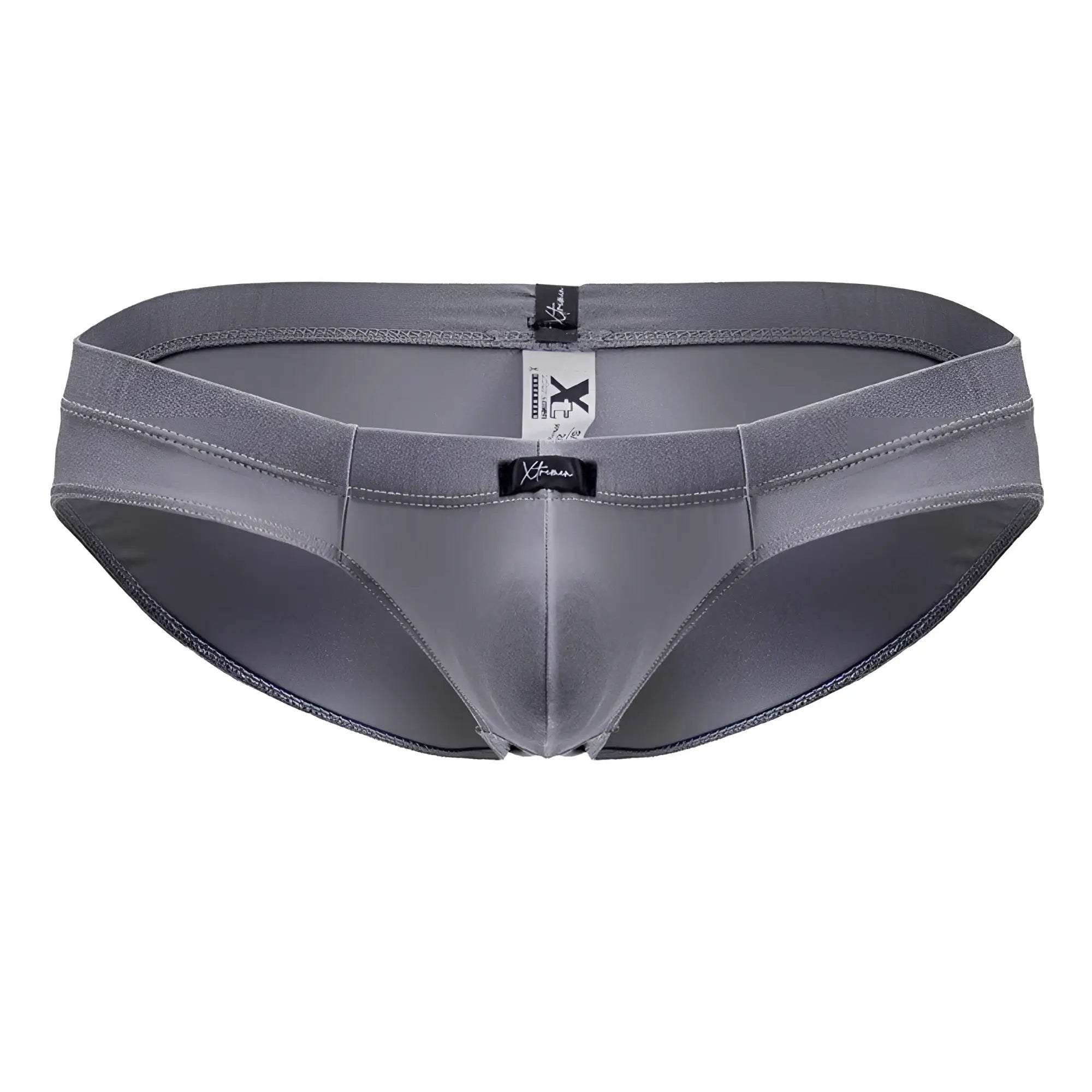 Gray x-fam xtremen 91233 microfiber briefs with smooth form-fitting design and subtle stitching details