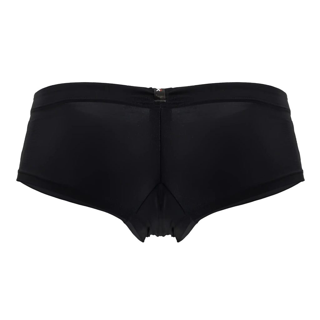 Black xtremen 91234 microfiber trunks with smooth stretchy fabric and central seam detail in form-fitting briefs style
