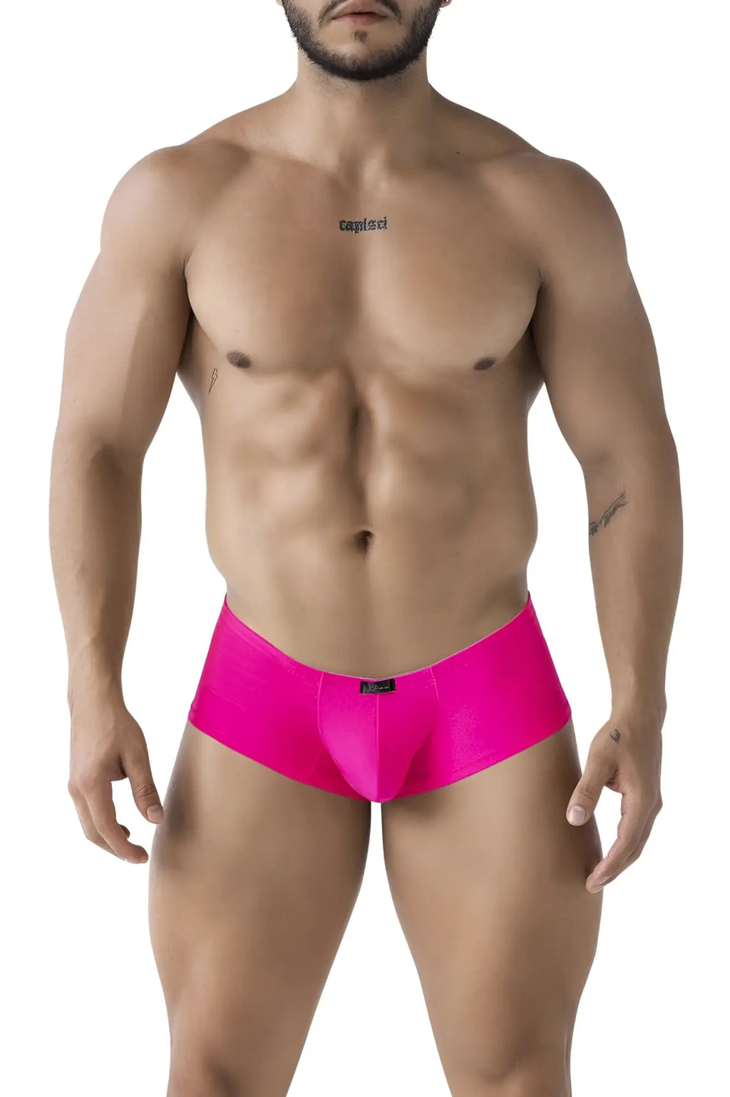 Xtremen 91234 microfiber trunks in bright fuchsia with sleek smooth fabric and a small black brand tag at the waistband