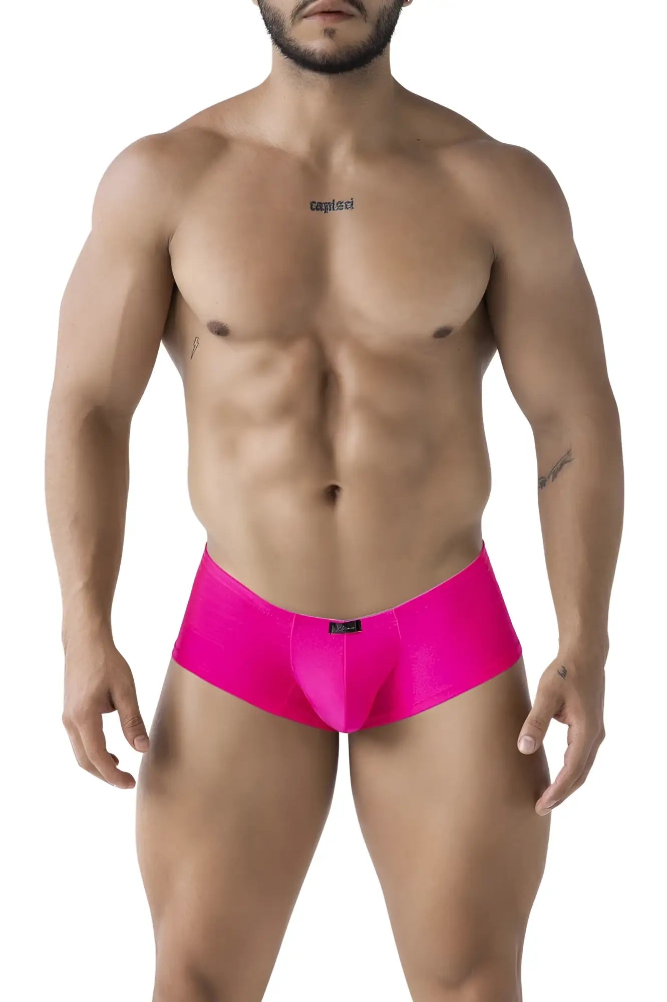 Xtremen 91234 microfiber trunks in bright fuchsia with sleek smooth fabric and a small black brand tag at the waistband