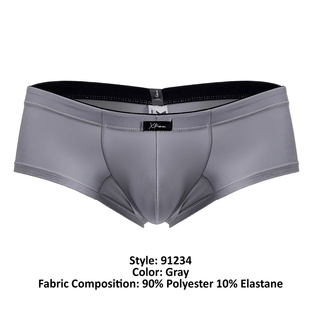 Xtremen 91234 microfiber gray men’s trunks with black elastic waistband and subtle stitching details