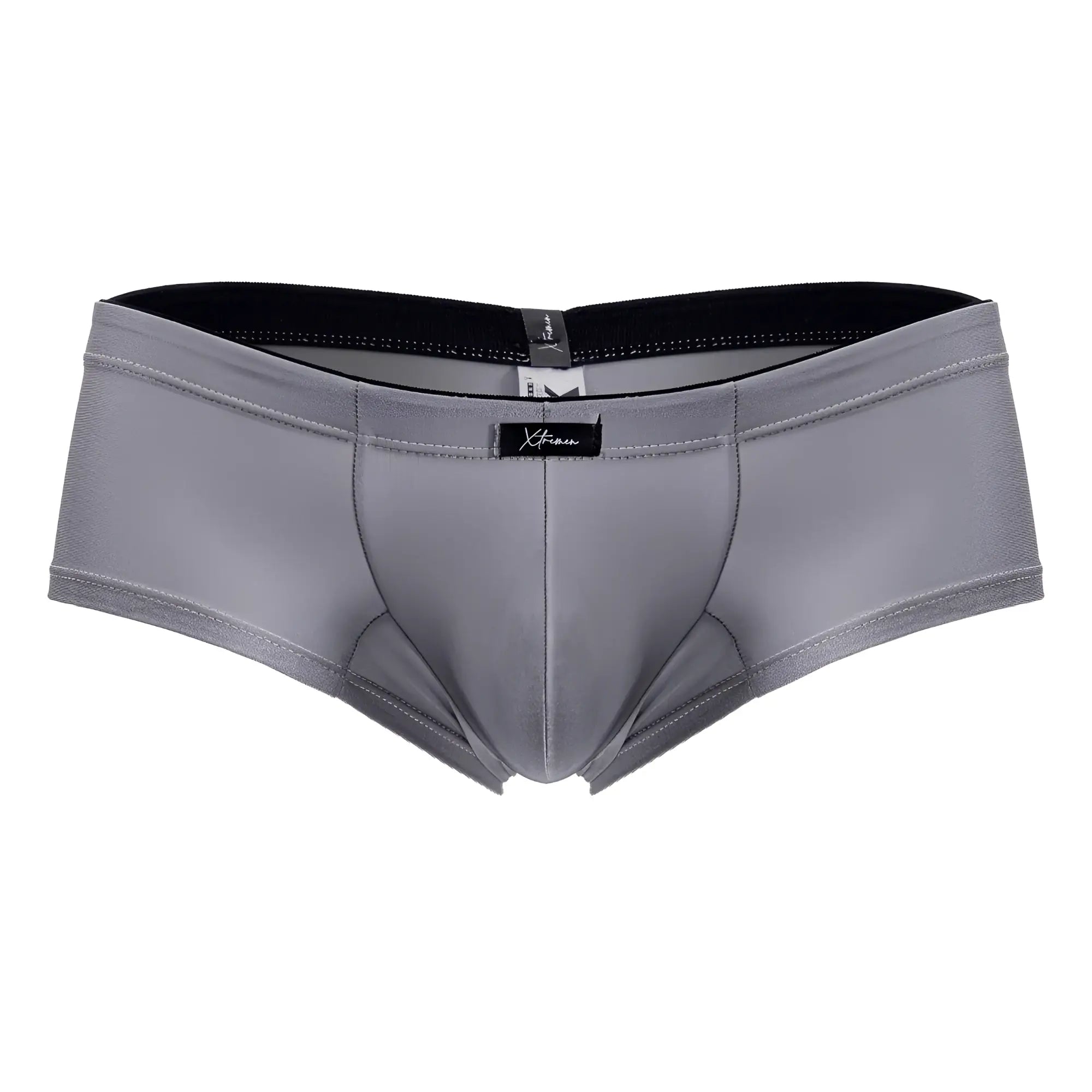 Xtremen 91234 gray microfiber men’s briefs with black waistband and subtle stitching details