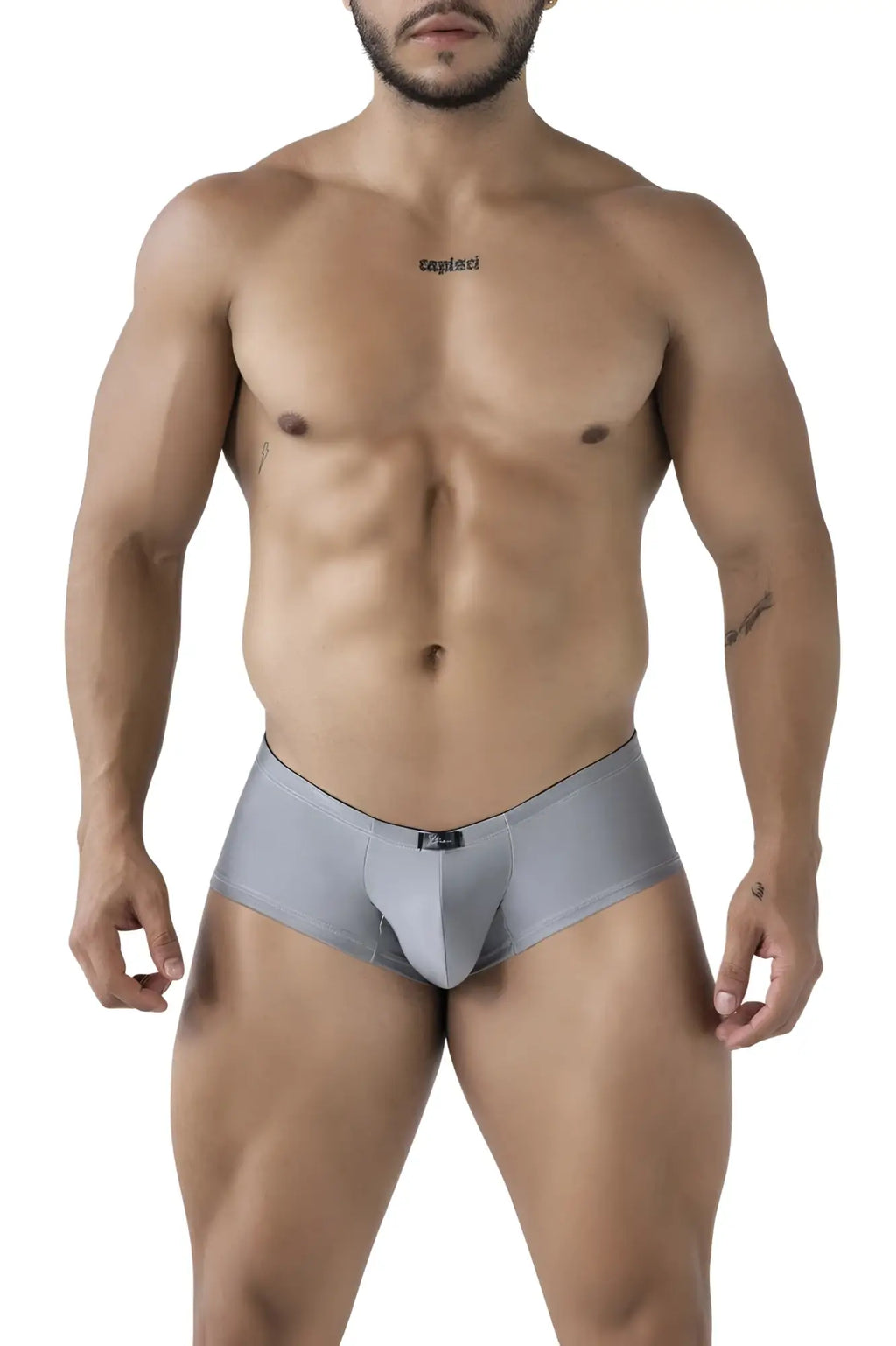 Xtremen 91234 microfiber trunks in gray with sleek form-fitting design and black trim waistband for men