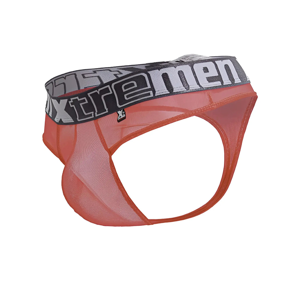 Orange mesh briefs with gray and black xtreme men waistband in xtremen 91235 microfiber thongs fuchsia color