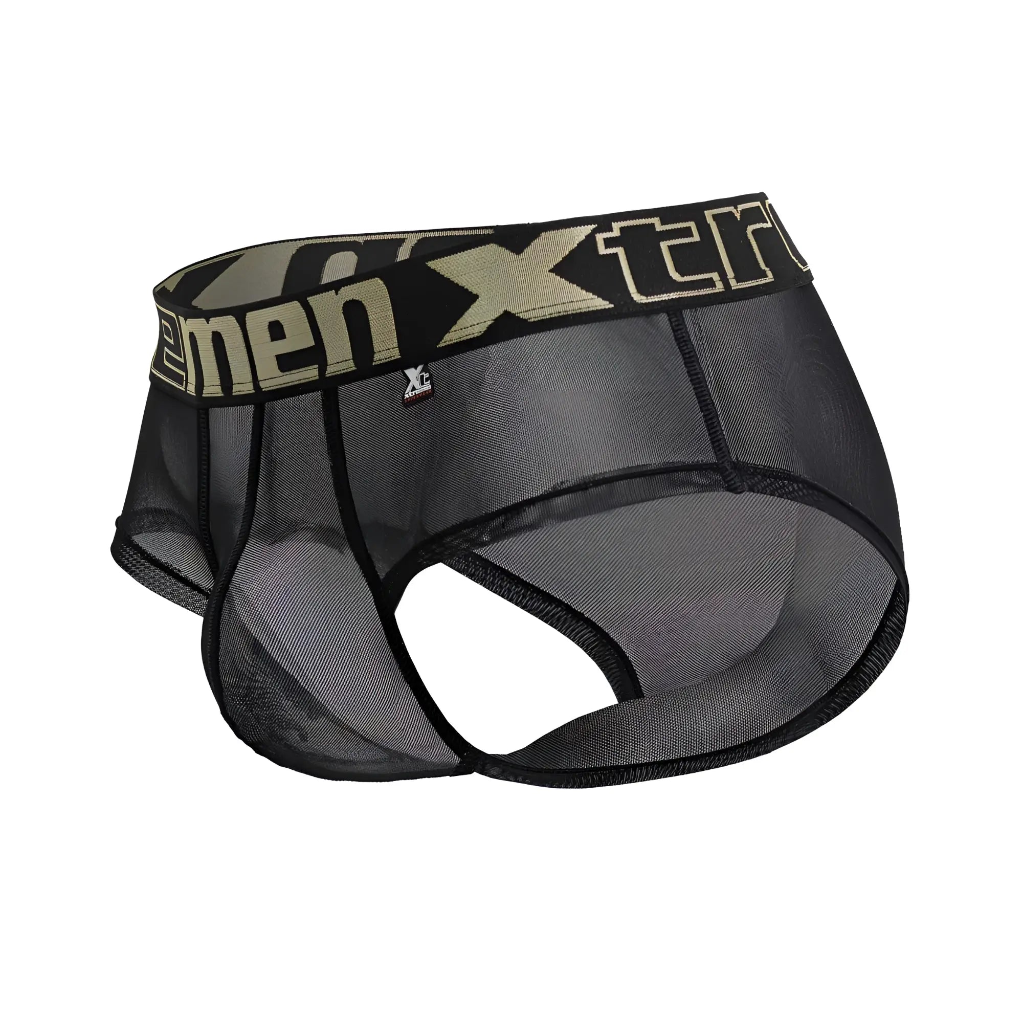 Black xtremen 91236 microfiber briefs with breathable mesh and olive green xtreme waistband for men