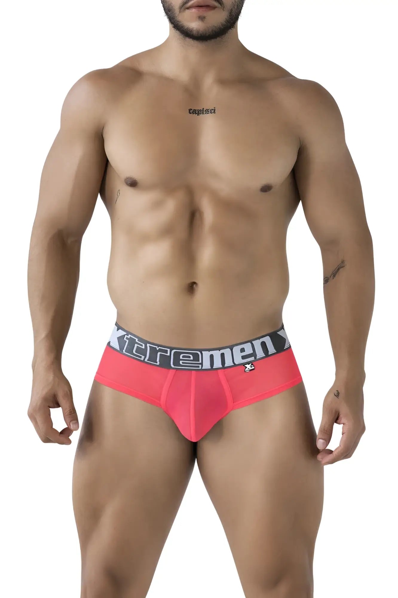 Xtremen 91236 microfiber briefs in bright pink with black and white xtremen logo waistband for comfortable wear