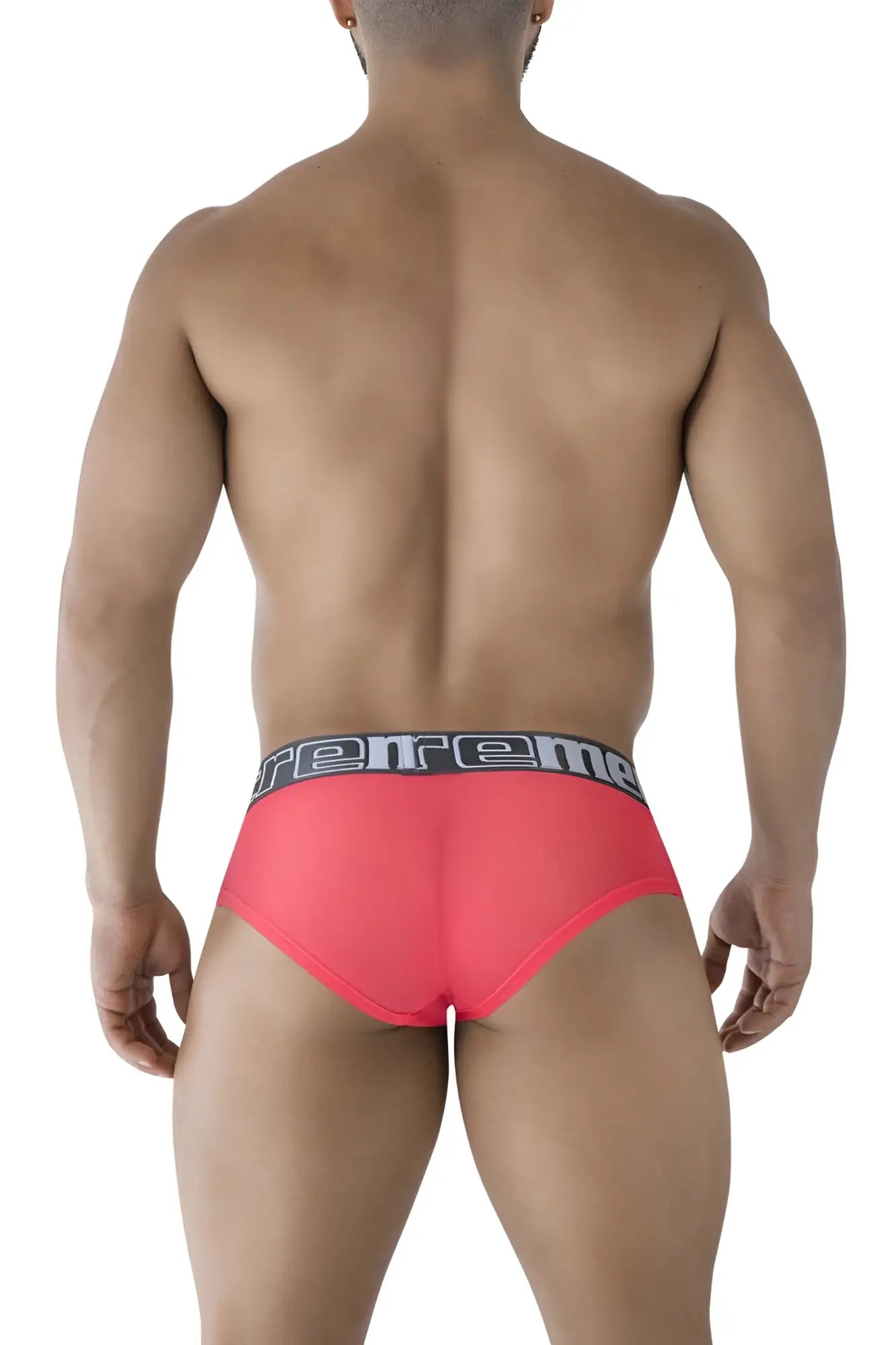 Xtremen 91236 microfiber bright pink mesh briefs with black elastic waistband featuring rereme logo in white lettering