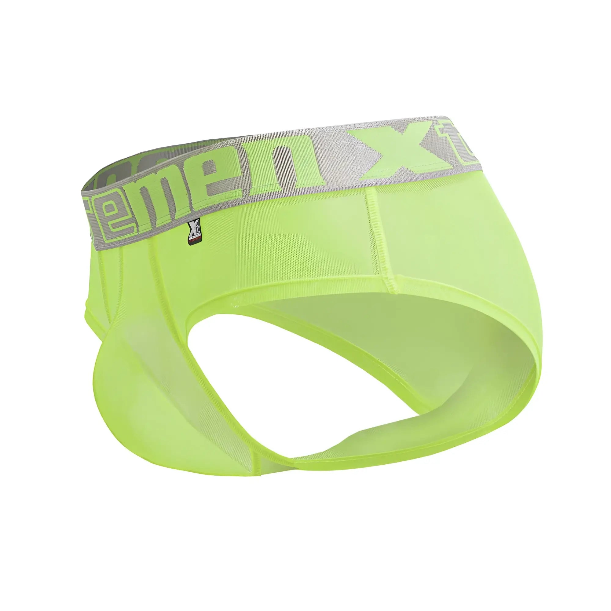 Xtremen 91236 microfiber briefs in neon green with gray elastic waistband and neon green xtreme logo for men