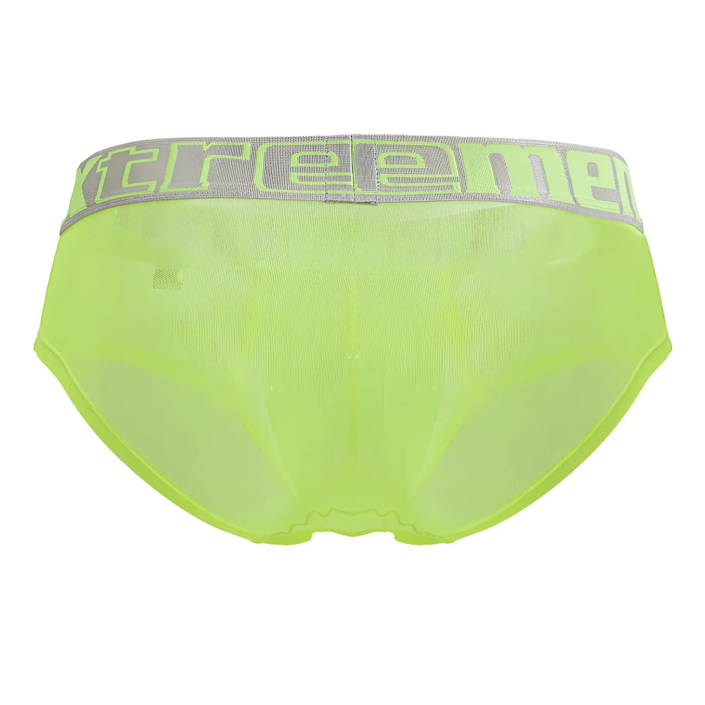 Xtremen 91236 microfiber briefs neon green mesh with gray elastic waistband and neon green xtreme logo