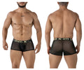 Black sheer mesh mens briefs with black elastic xtreme logo waistband microfiber trunks color black front view