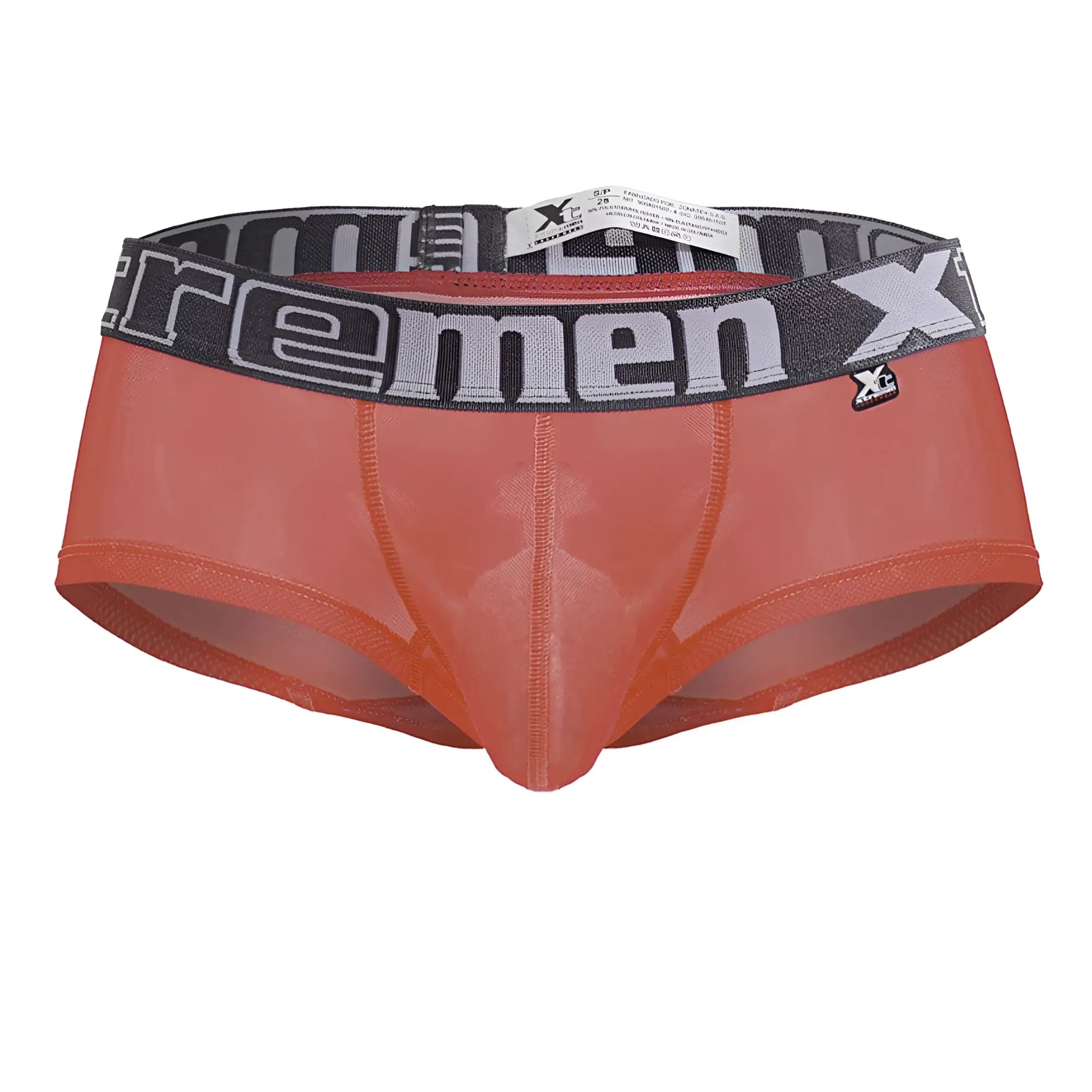 Xtremen 91237 microfiber fuchsia trunks with orange translucent fabric and black gray elastic waistband logo