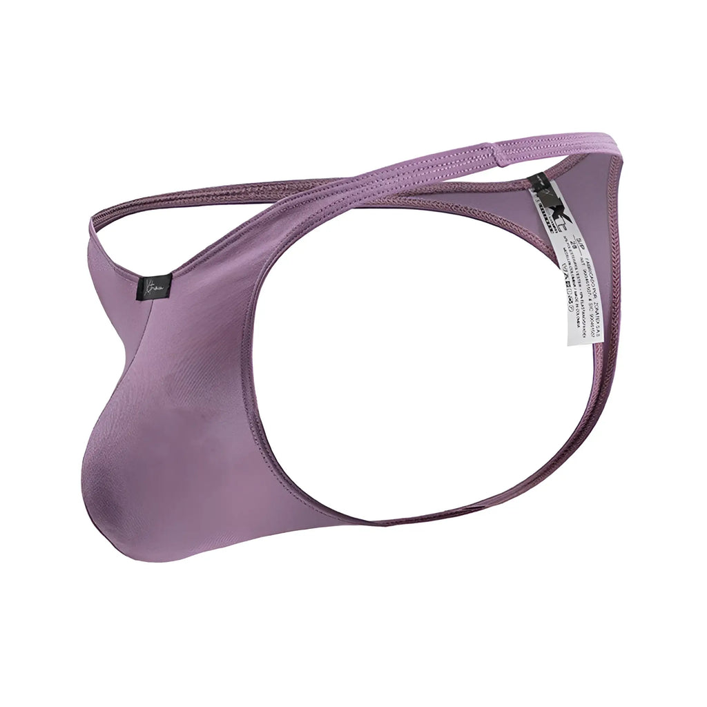 Xtremen 91238 microfiber thong in blackberry purple satin with sleek form-fitting design and thin elastic straps