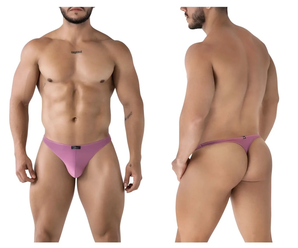 A sleek lavender blackberry Xtremen 91238 microfiber thong with smooth fabric minimalist design and subtle waistband branding