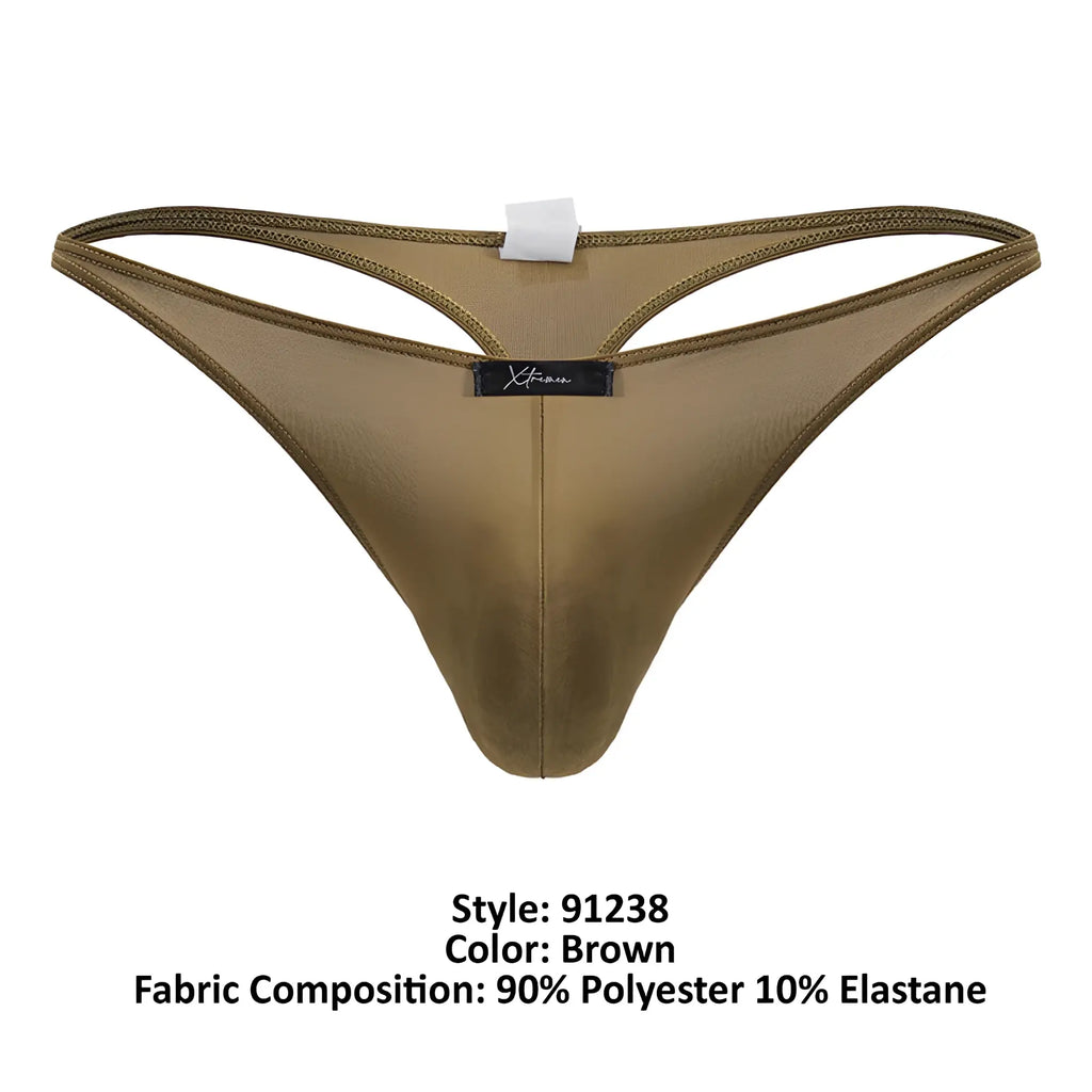 Brown xtremen 91238 microfiber thong made of smooth polyester elastane blend with sleek form fitting design