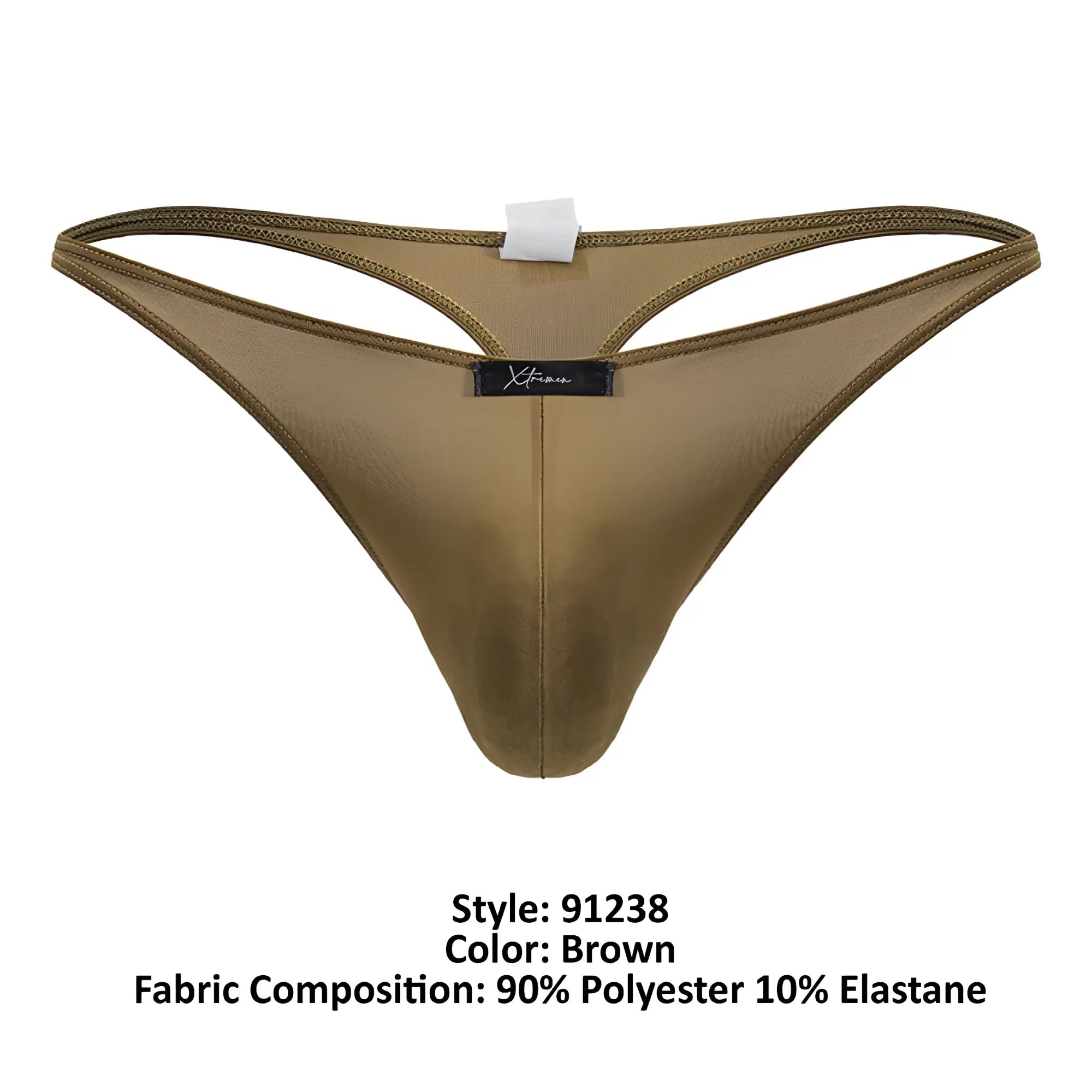 Brown xtremen 91238 microfiber thong made of smooth polyester elastane blend with sleek form fitting design