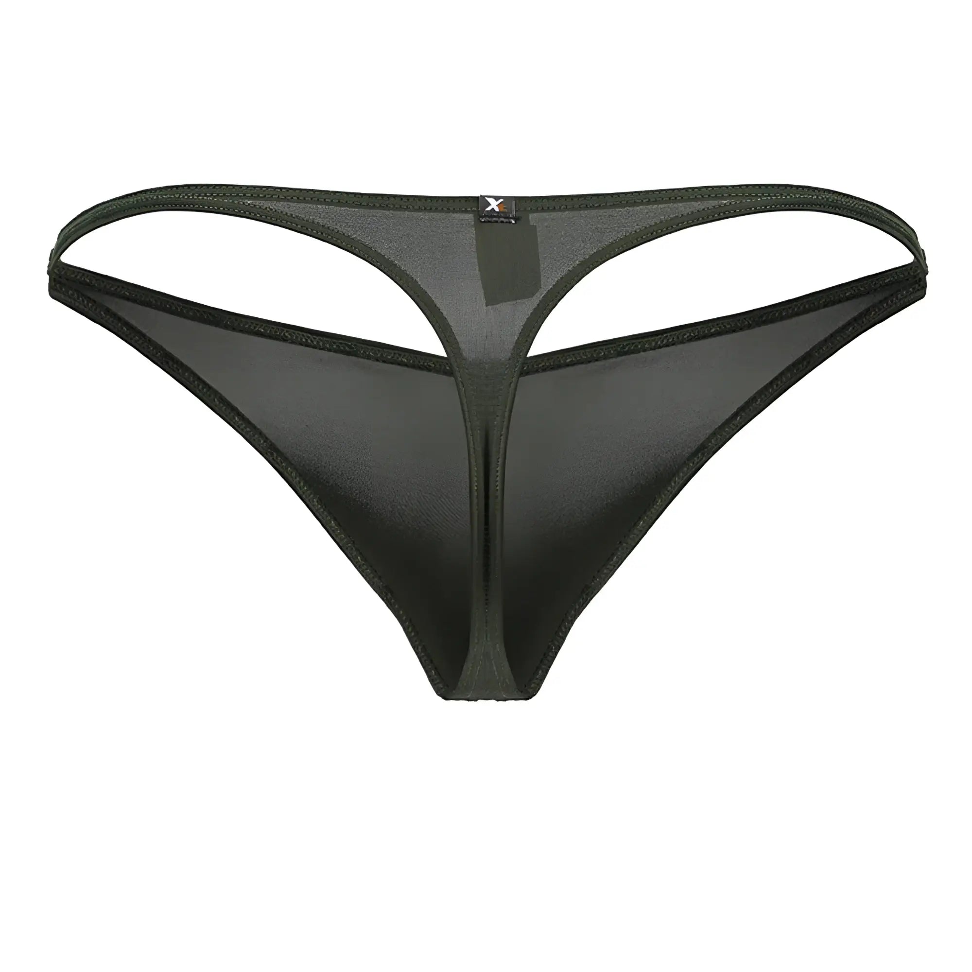 Black sheer microfiber thong xtremen 91238 with thin supportive waistband and reinforced stitching in green
