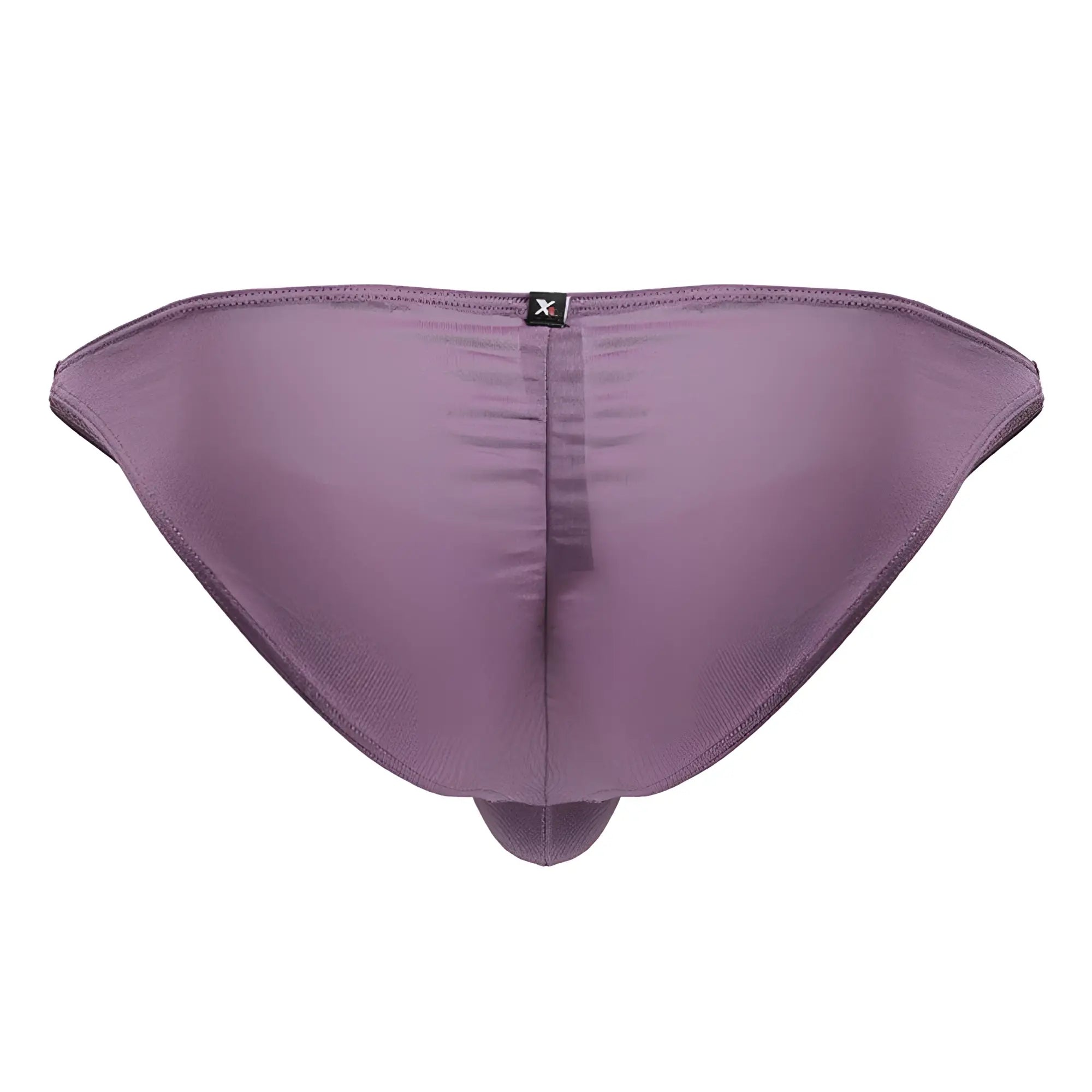 Purple satin microfiber briefs with central seam and black logo waistband in blackberry color xtremen 91239 bikini