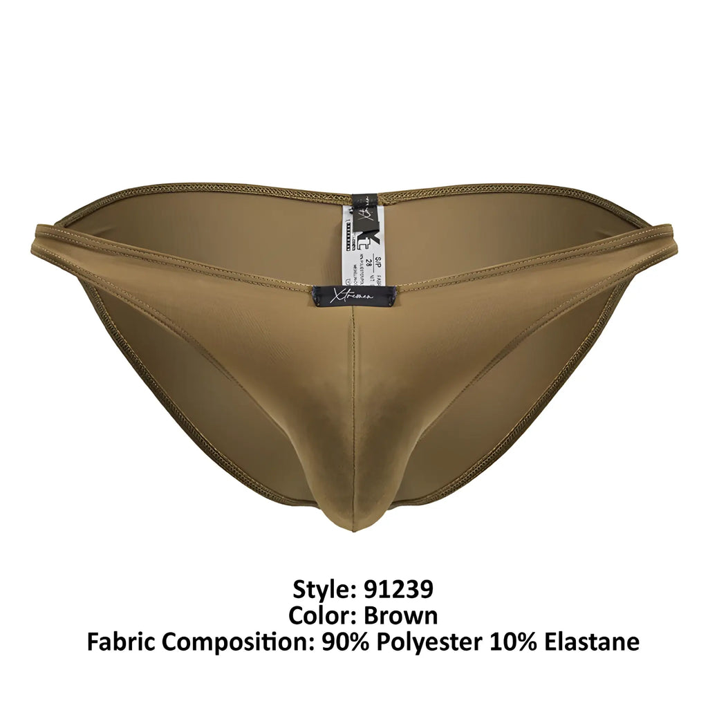 Brown xtremen 91239 microfiber bikini briefs made of 90 polyester 10 elastane with smooth fit and reinforced stitching