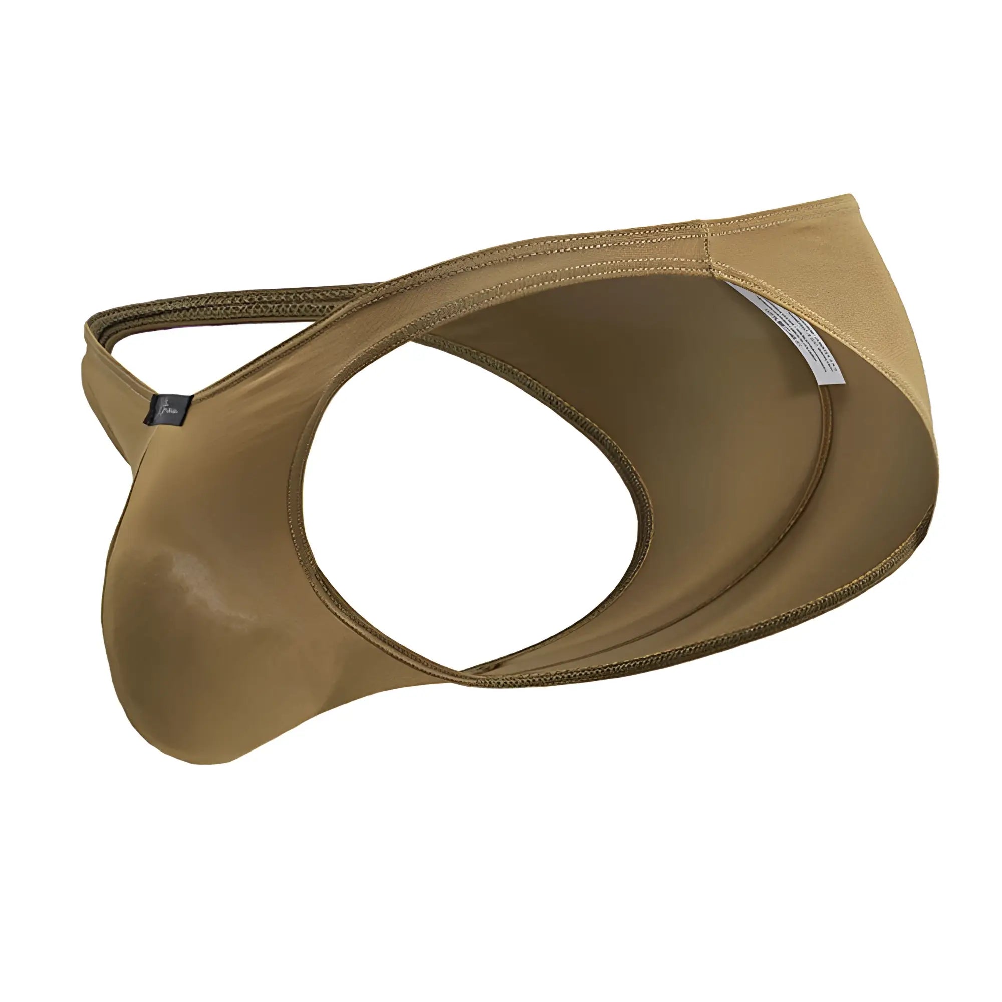 Tan glossy latex men’s briefs with contoured design and elastic waistband in Xtremen 91239 microfiber bikini brown