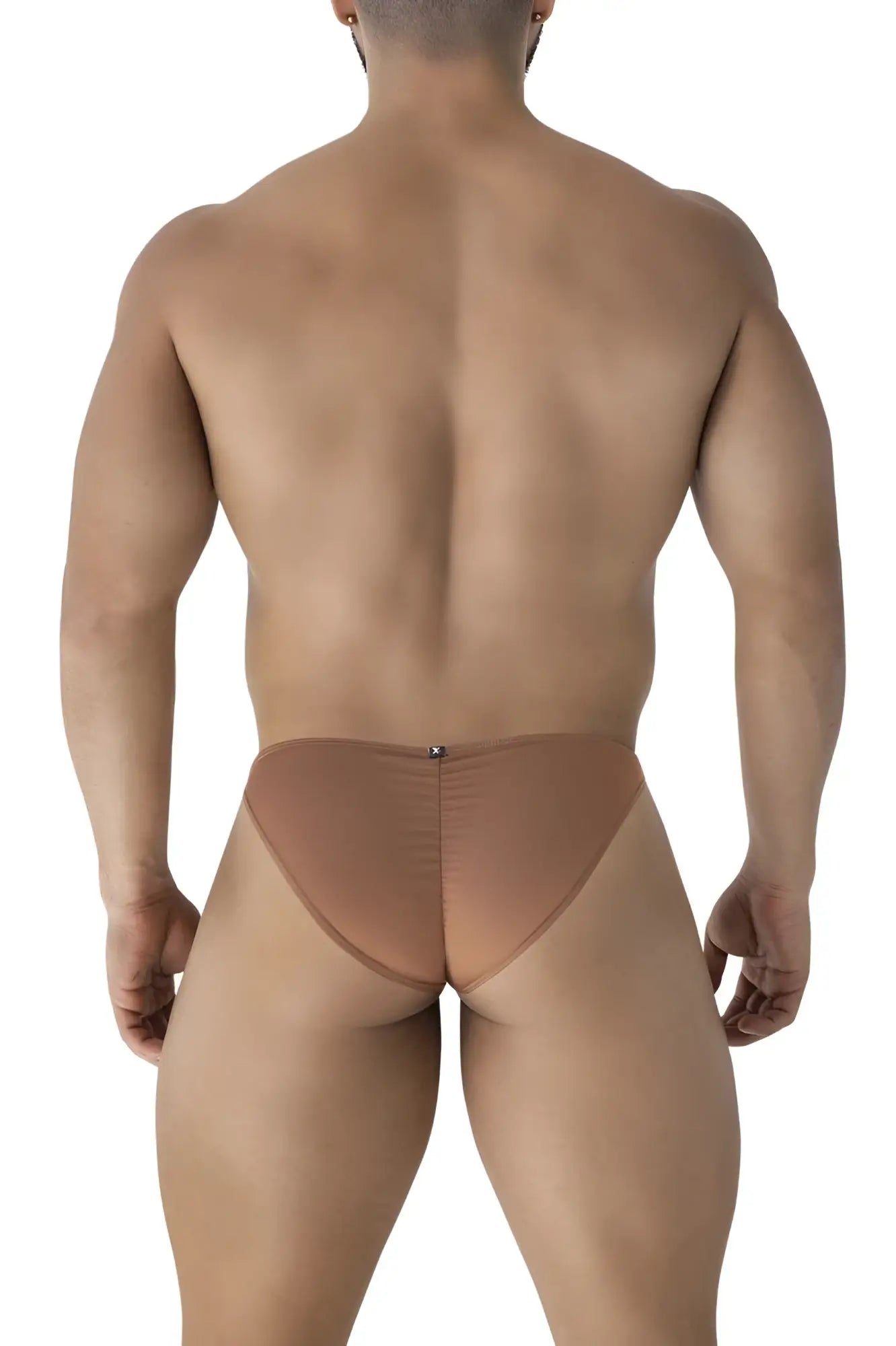 Tan xtremen 91239 microfiber bikini briefs showing back side with subtle seam detail and form-fitting design