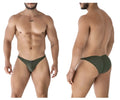 Olive green xtremen 91239 microfiber bikini briefs with sleek form-fitting design and subtle waistband branding