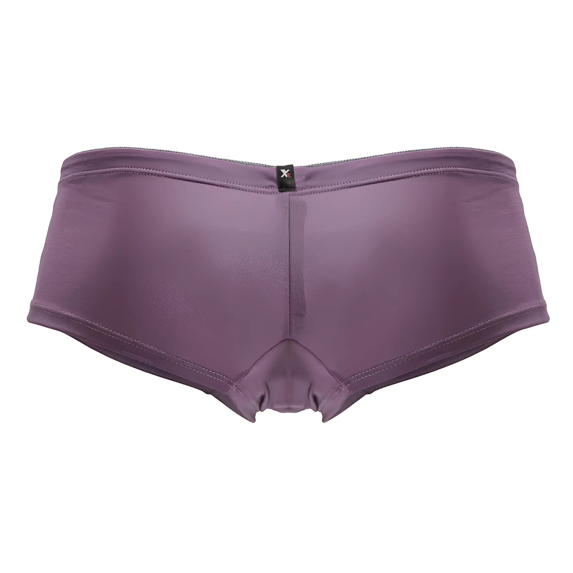 Purple seamless microfiber briefs with subtle texture and black brand tag at waistband for comfortable wear