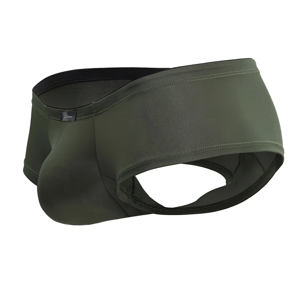 Olive green xtremen 91240 microfiber men’s briefs with black trim and sleek form-fitting design