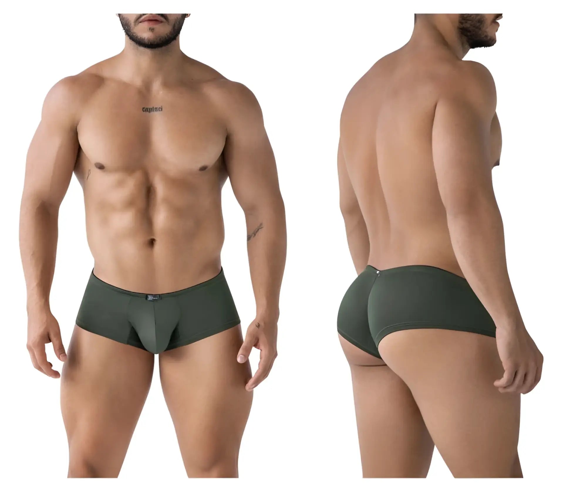 Xtremen 91240 microfiber trunks in olive green with a sleek form-fitting design and subtle logo on the waistband