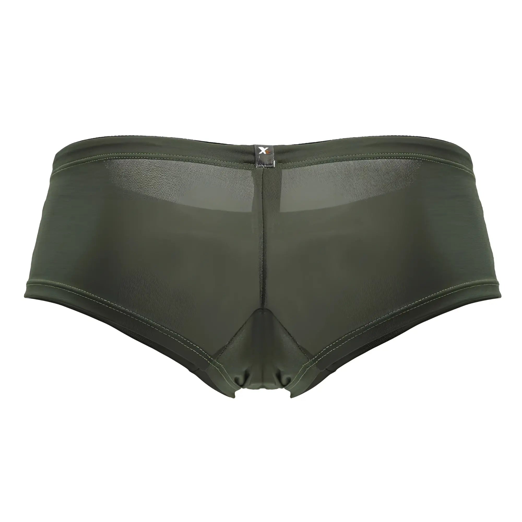 Xtremen 91240 microfiber trunks in green with olive mesh briefs and solid fabric front and back with black waistband tag