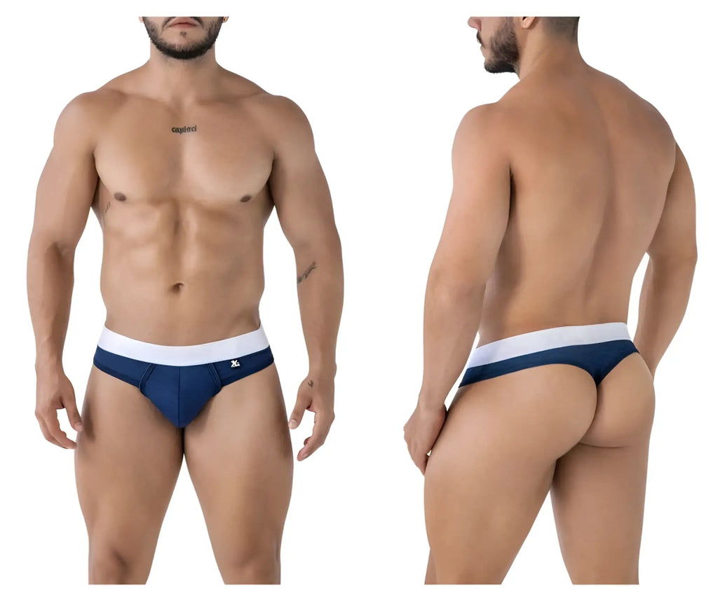 Navy blue and white Xtremen 91241 microfiber briefs with snug fit and small logo on waistband