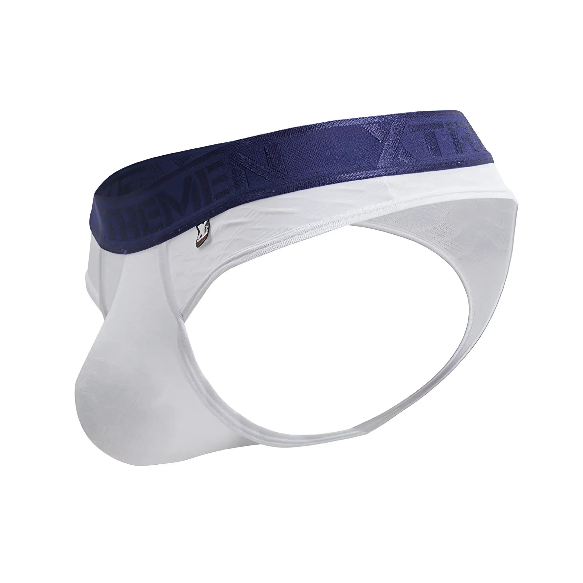 White men’s microfiber briefs with navy blue yiti elastic waistband xtremen 91241 microfiber thongs color white